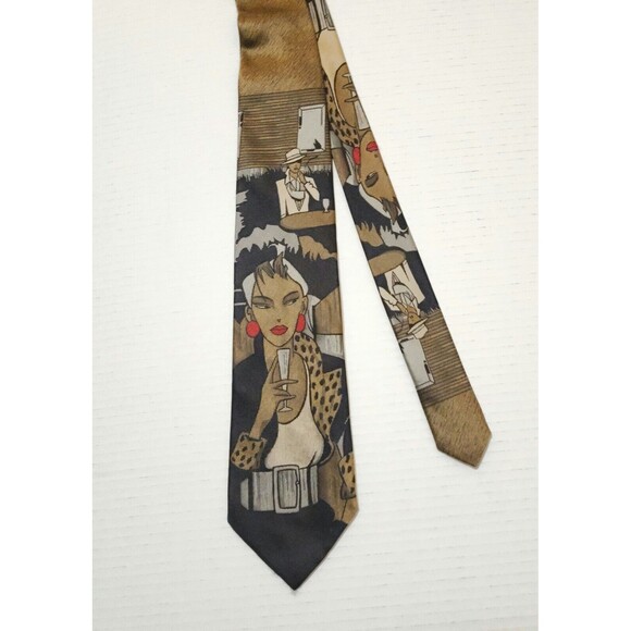 Winn Brothers Other - Winn Bros Made in Italy Mens Silk Tie 3.5"x56" Brown Black Red Ladies Cocktails